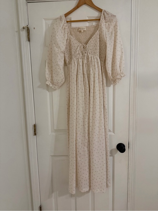 Worth Collective Other - Worth Collective - Smocked Square-Neck Maxi Dress in Cream